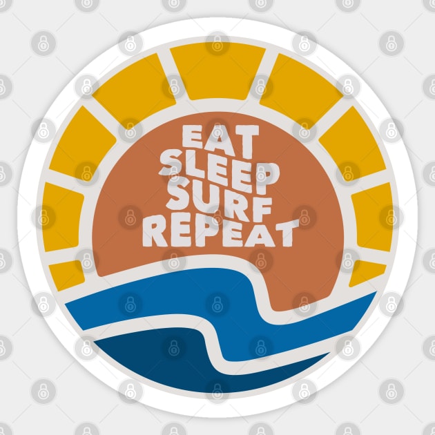 Eat Sleep Surf Repeat Sticker by Timeless Chaos